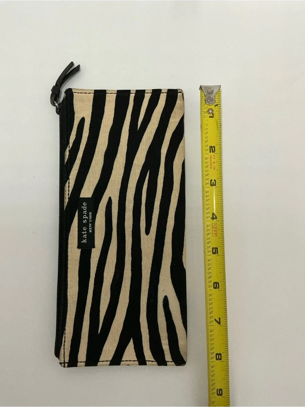 Kate Spade New York Zebra Print Canvas Zip Pencil Case/Cosmetic Pouch